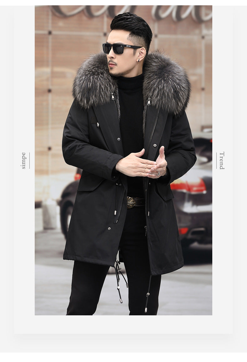 Snow Lotus Men's Mink Fur Parka 2025 Winter Detachable Mink Lining Long Coat Luxury Slim-Fit Fur-Trimmed Jacket | 215