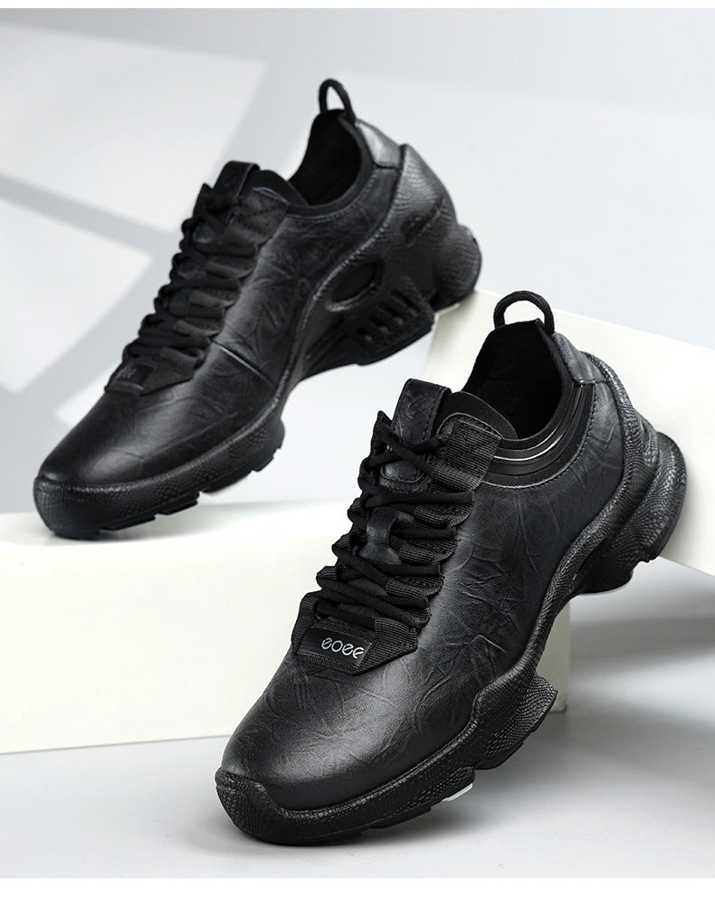 Men’s Leather Waterproof Walking Trainers | Business Casual Outdoor Sneakers | Soft Cushioned Comfort Shoes