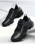 Men’s Leather Waterproof Walking Trainers | Business Casual Outdoor Sneakers | Soft Cushioned Comfort Shoes