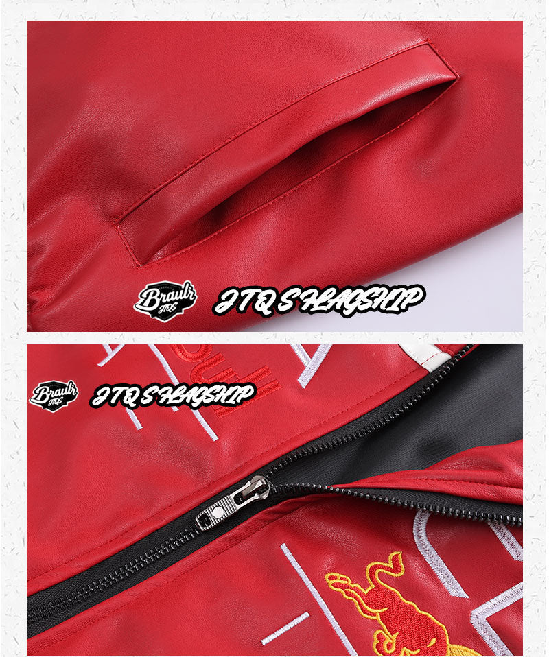 Polaris F1 Racing Jacket | Full Embroidered Premium PU Leather Coat | Unisex Moto Streetwear for Autumn & Winter