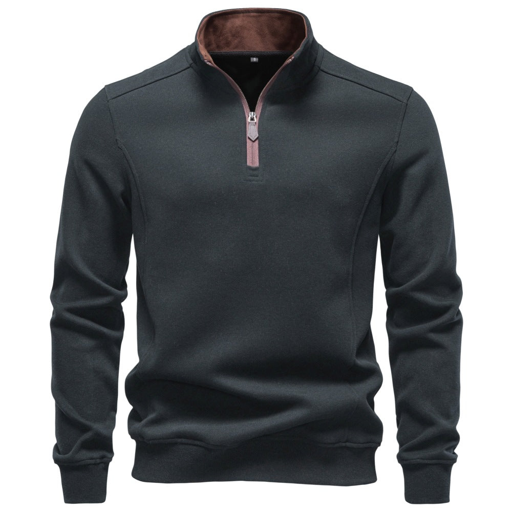 Men's Half-Zip Stand Collar Sweatshirt 2026 Autumn Business Casual Pullover | Slim Fit Cotton-Blend Fleece Top