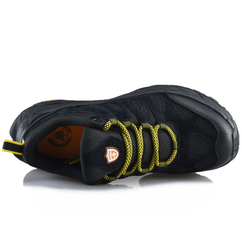 ECAF HTRON EHT Men‘s Genuine Leather Hiking Boots Thick Sole Outdoor Trail Shoes Anti-Slip & Breathable Trekking Trainers