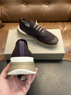 Men's Genuine Leather & Mesh  Breathable Shoes Travel Comfort Insole Slip-On Trainers Casual Driving Boots