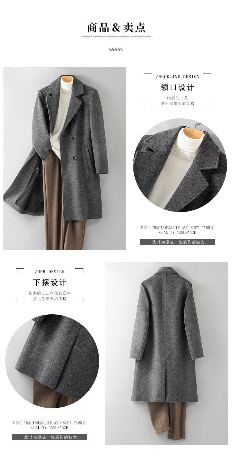 Men's 100% Wool Coat with Removable Down Inner Lining | Thick Warm Winter Overcoat with Horn Buttons | Padded Shoulder Wool Jacket | 86748