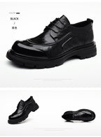 Men's Premium Full-Grain Leather Business Shoes | Thick Sole Oxfords with Breathable Pigskin Lining | Light Luxury Formal Footwear | 77027