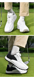 Packard Golf Shoes with Rotating Buckle | Anti-Slip Spiked Golf Madison Trainers | Breathable Microfiber Athletic Boots