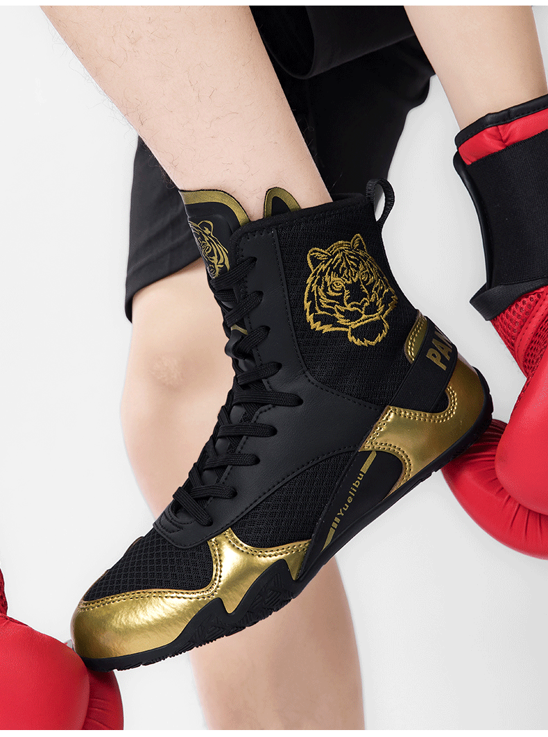 Qiku Bao Combat Sports Shoes | Unisex Wrestling & Boxing Shoes | Gum Rubber Sole for Muay Thai & Martial Arts | QK1139