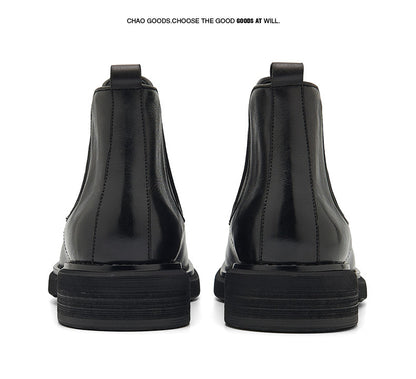 Men's Chelsea Boots | 2025 Autumn Winter British Retro Ankle Boots | Chunky Sole Leather Pull-On Boots | B3923