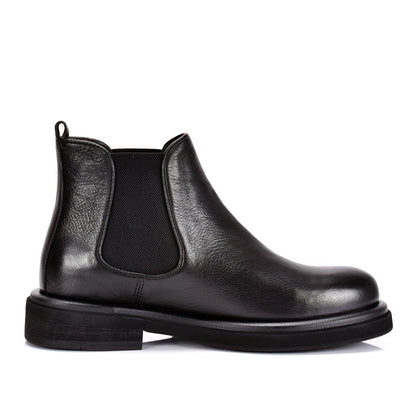 TELUOLU Men's Chelsea Boots | Genuine Leather High-Top Chukka Boots | British Retro Chunky Heel Ankle Boots | T93703