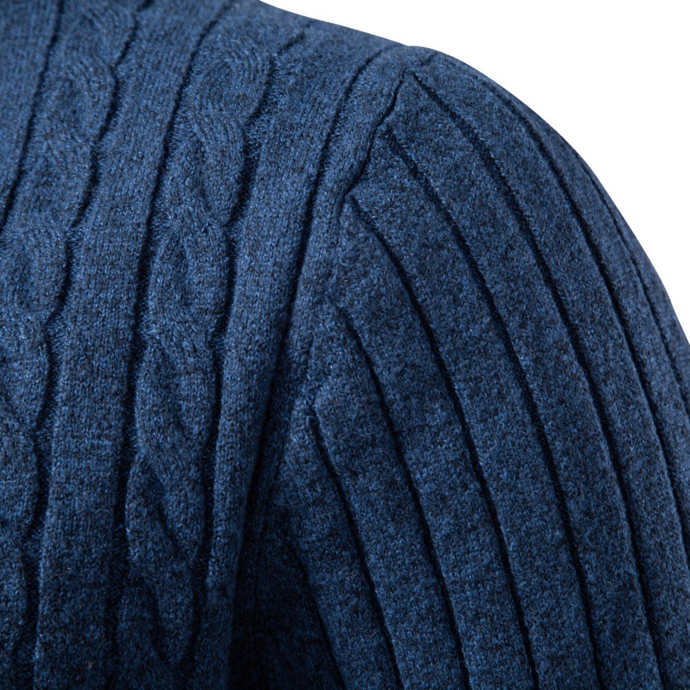 Men's Long Sleeve Knit Polo Sweater | 2026 Winter Business Casual Ribbed Pullover | Soft Warm Turtleneck Knitwear | YR8801