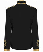 Medieval Royal Prince Jacket | Gold Embroidered Stand Collar Coat | Halloween Noble Cosplay Costume for Men & Women