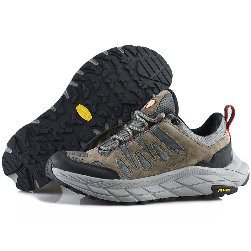 ECAF HTRON EHT Men‘s Genuine Leather Hiking Boots Thick Sole Outdoor Trail Shoes Anti-Slip & Breathable Trekking Trainers