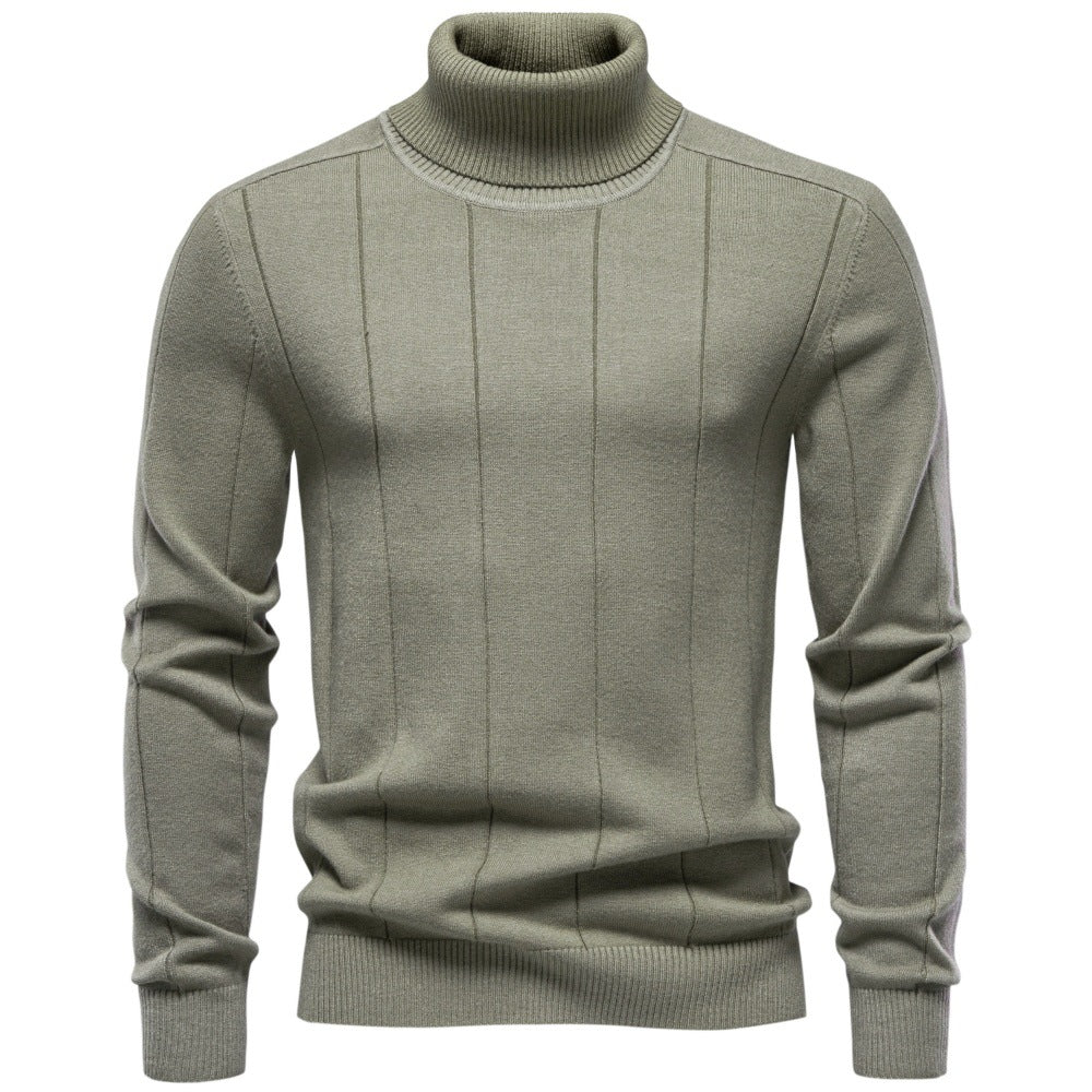Men's High Turtleneck Knit Sweater | 2026 Winter Thick Warm Slim Fit Pullover | Soft Viscose Blend Jumper | HIGH005