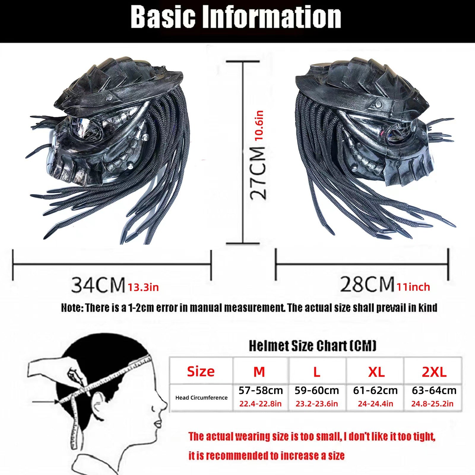 Full Face Motorcycle Helmet Stylish 3-Layer Protective Helmet Predator Evo Motorcycle Helmet PC+ABS High Security Safety Helmet | 883-2