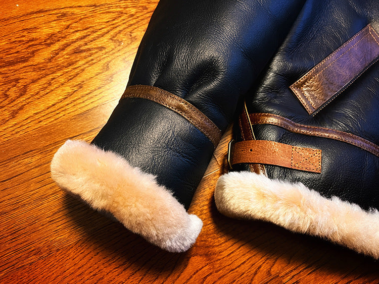 B3 Original Shearling Aviator Jacket | Men's Genuine Sheepskin Leather Bomber | Warm Fur-Lined Motorcycle Coat