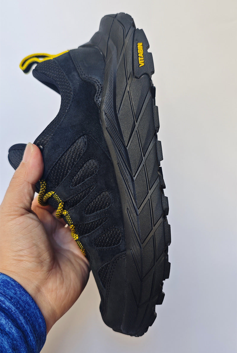 ECAF HTRON EHT Men‘s Genuine Leather Hiking Boots Thick Sole Outdoor Trail Shoes Anti-Slip & Breathable Trekking Trainers