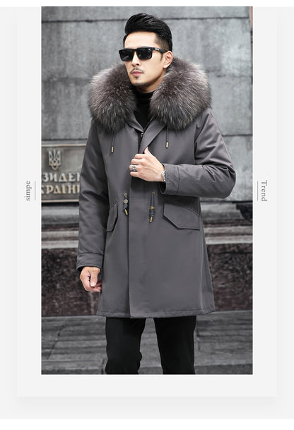 Snow Lotus Men's Mink Fur Parka | 2025 Winter Detachable Mink Lining Long Coat | Luxury Slim-Fit Fur-Trimmed Jacket | 215