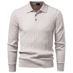 Men's Long Sleeve Knit Polo Sweater | 2026 Winter Business Casual Ribbed Pullover | Soft Warm Turtleneck Knitwear | YR8801