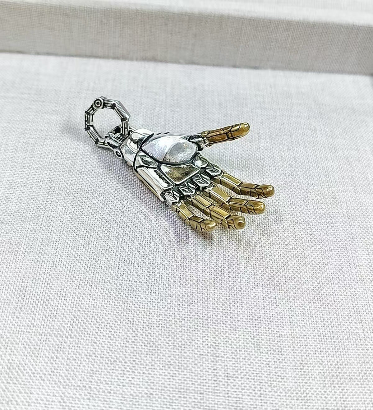 Steampunk Mechanical Hand Pendant Necklace Vintage Industrial Men's Jewelry | Retro Copper & Silver Statement Accessory