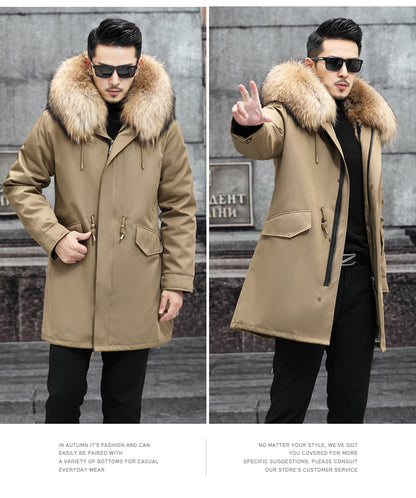Snow Lotus Men's Mink Fur Parka | 2025 Winter Detachable Mink Lining Long Coat | Luxury Slim-Fit Fur-Trimmed Jacket | 215