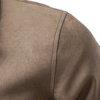 Men's Suede-Look Fleece Jacket | 2026 Winter Business Casual Zip-Up Coat | Khaki Stand Collar Outerwear | JK5022