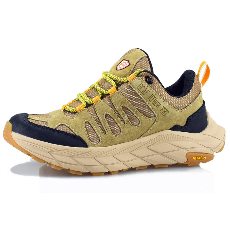 ECAF HTRON EHT Men‘s Genuine Leather Hiking Boots Thick Sole Outdoor Trail Shoes Anti-Slip & Breathable Trekking Trainers