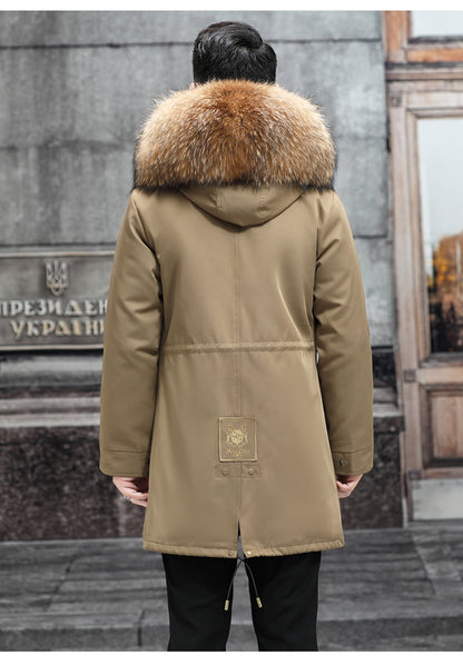 Snow Lotus Men's Mink Fur Parka | 2025 Winter Detachable Mink Lining Long Coat | Luxury Slim-Fit Fur-Trimmed Jacket | 215