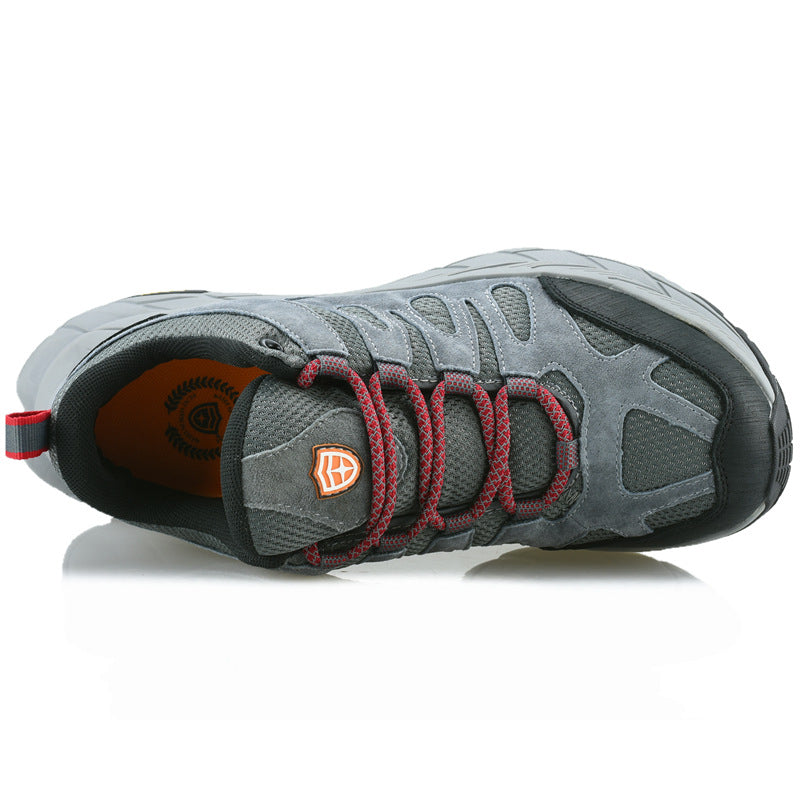 ECAF HTRON EHT Men‘s Genuine Leather Hiking Boots Thick Sole Outdoor Trail Shoes Anti-Slip & Breathable Trekking Trainers