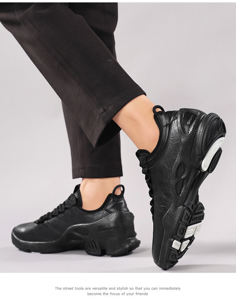 Men’s Leather Waterproof Walking Trainers | Business Casual Outdoor Sneakers | Soft Cushioned Comfort Shoes