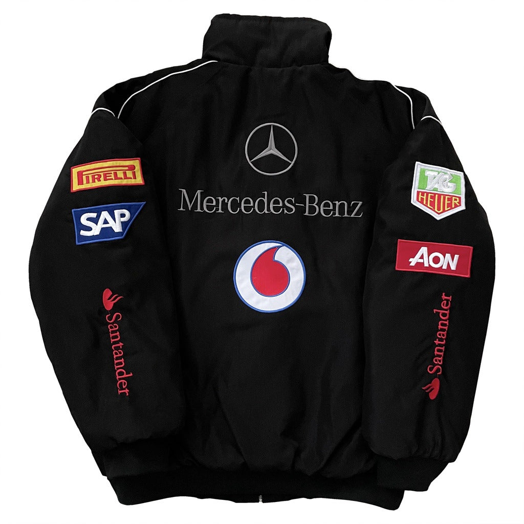 F1 Mercedes-Benz Full Embroidery Racing Jacket | Official Team Style Moto Jacket for Street & Track | BZ08
