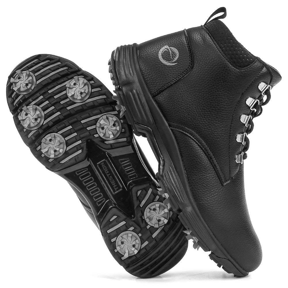Thestron Men's High-Top Winter Golf Shoes Water-Resistant & Anti-Slip Spiked Trainers Big Sizes