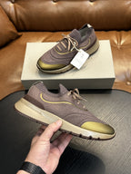 Men's Genuine Leather & Mesh  Breathable Shoes Travel Comfort Insole Slip-On Trainers Casual Driving Boots