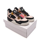 AJ4 Suede Grey High-Top Basketball Sneakers Unisex Cushioned Retro Trainers with Glow Sole & Toon Design