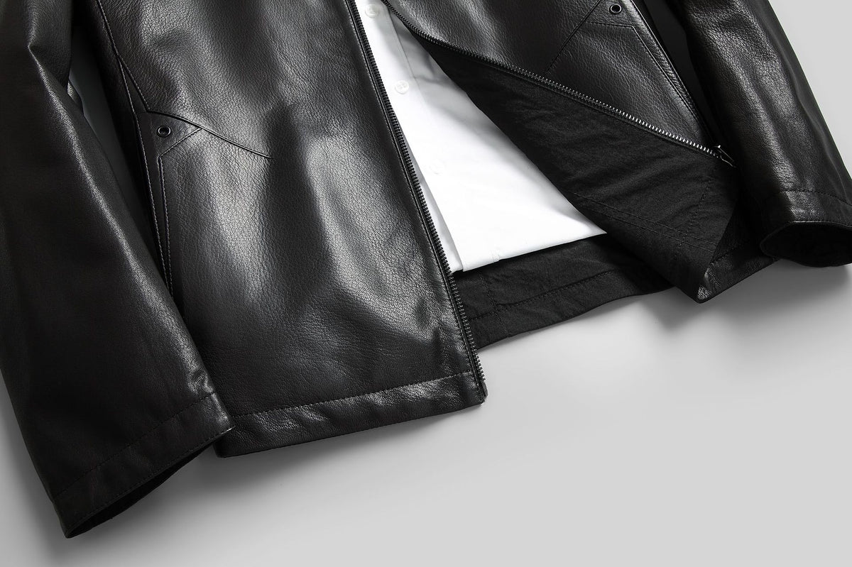 Men’s Genuine Cowhide Leather Jacket | Reversible Fur-Lined Mid-Length Coat | Business Casual Winter Outerwear | 8803