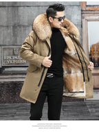 Snow Lotus Men's Mink Fur Parka 2025 Winter Detachable Mink Lining Long Coat Luxury Slim-Fit Fur-Trimmed Jacket | 215