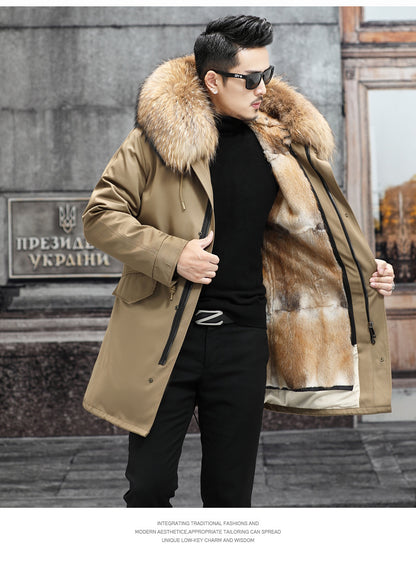 Snow Lotus Men's Mink Fur Parka | 2025 Winter Detachable Mink Lining Long Coat | Luxury Slim-Fit Fur-Trimmed Jacket | 215