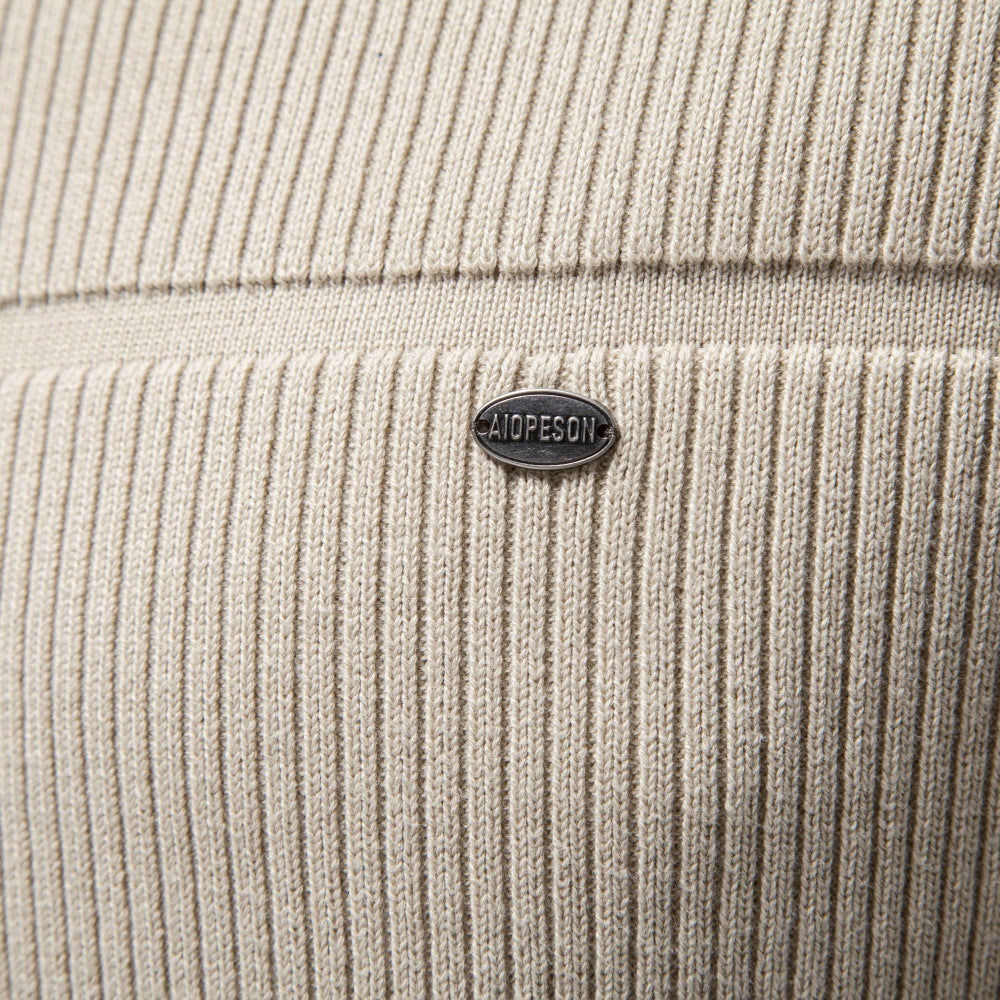 Men's Crew Neck Knit Sweater | 2026 Autumn Business Casual Pullover | Warm Cotton-Blend Jacquard Jumper | SW248