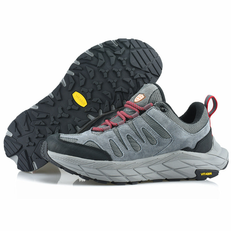 ECAF HTRON EHT Men‘s Genuine Leather Hiking Boots Thick Sole Outdoor Trail Shoes Anti-Slip & Breathable Trekking Trainers