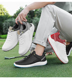 Men's Waterproof Golf Shoes | Anti-Slip Soft Spike Sneakers Breathable Microfiber Athletic All Weather Golf Trainers