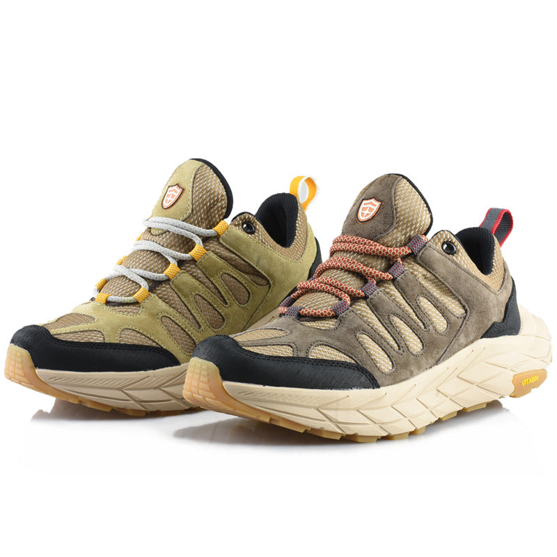 ECAF HTRON EHT Men‘s Genuine Leather Hiking Boots Thick Sole Outdoor Trail Shoes Anti-Slip & Breathable Trekking Trainers