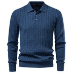 Men's Long Sleeve Knit Polo Sweater | 2026 Winter Business Casual Ribbed Pullover | Soft Warm Turtleneck Knitwear | YR8801