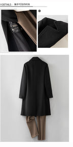 Men's 100% Wool Coat with Removable Down Inner Lining | Thick Warm Winter Overcoat with Horn Buttons | Padded Shoulder Wool Jacket | 86748