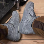 AJ4 Suede Grey High-Top Basketball Sneakers Unisex Cushioned Retro Trainers with Glow Sole & Toon Design