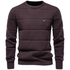 Men's Crew Neck Knit Sweater | 2026 Autumn Business Casual Pullover | Warm Cotton-Blend Jacquard Jumper | SW248