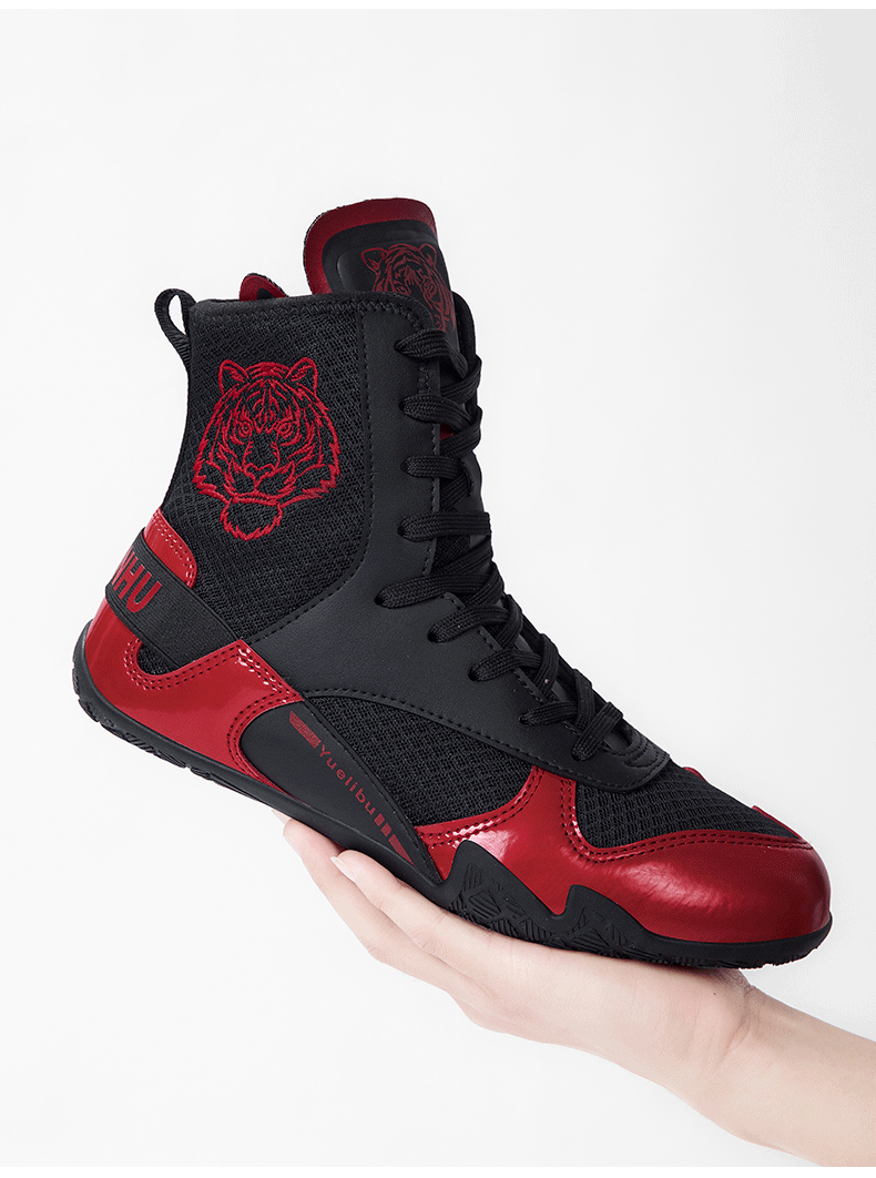 Qiku Bao Combat Sports Shoes | Unisex Wrestling & Boxing Shoes | Gum Rubber Sole for Muay Thai & Martial Arts | QK1139