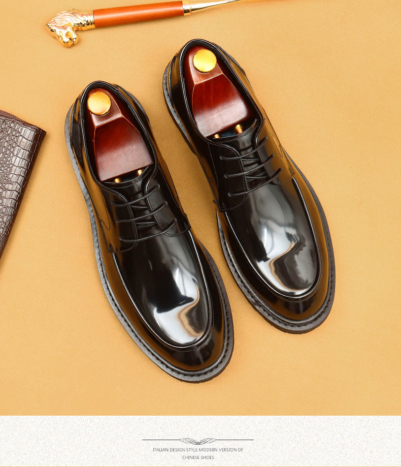 Farvarwo Men's Genuine Leather Derby Shoes | Thick Sole Business Oxfords with Height Boost | Formal Casual Round Toe Footwear | 23552