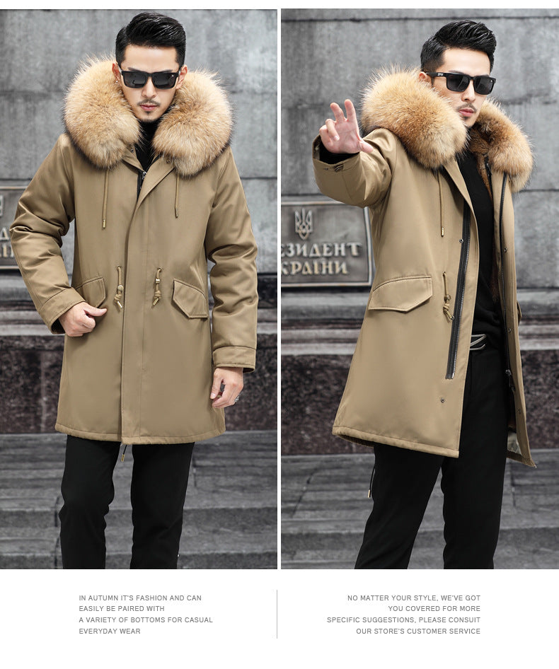 Snow Lotus Men's Mink Fur Parka 2025 Winter Detachable Mink Lining Long Coat Luxury Slim-Fit Fur-Trimmed Jacket | 215