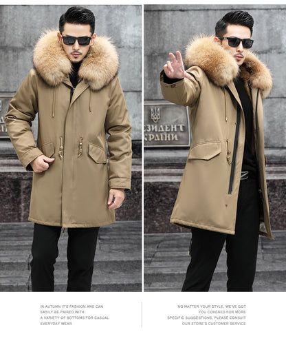 Snow Lotus Men's Mink Fur Parka | 2025 Winter Detachable Mink Lining Long Coat | Luxury Slim-Fit Fur-Trimmed Jacket | 215