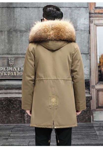 Snow Lotus Men's Mink Fur Parka | 2025 Winter Detachable Mink Lining Long Coat | Luxury Slim-Fit Fur-Trimmed Jacket | 215