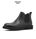 Men's Chelsea Boots | 2025 Autumn Winter British Retro Ankle Boots | Chunky Sole Leather Pull-On Boots | B3923